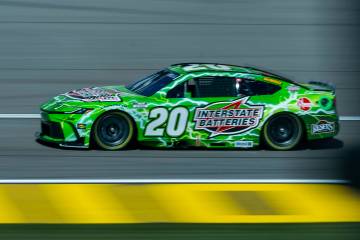 Christopher Bell (20) takes a lap during qualifying for the NASCAR Cup Series race at Las Vegas ...