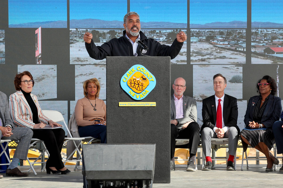Rep. Steven Horsford, D-Nev., speaks during a groundbreaking ceremony on a mixed-use developmen ...