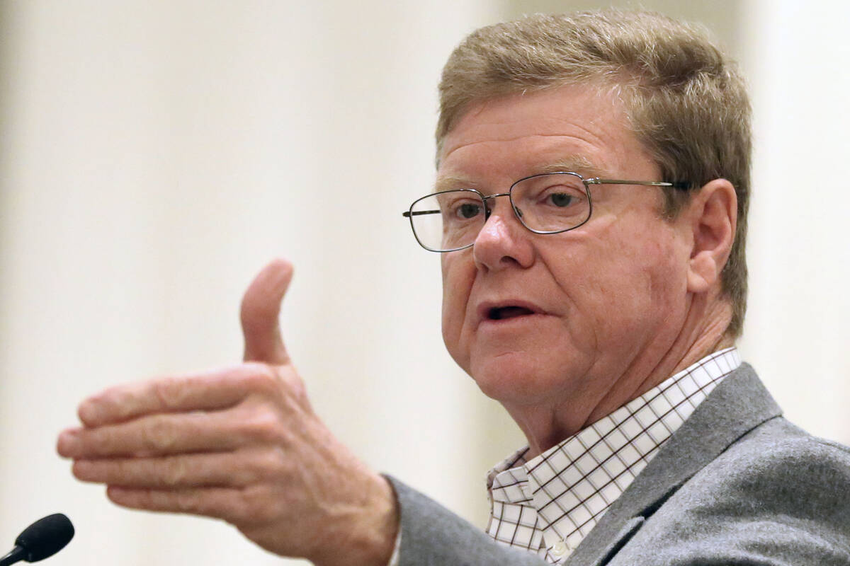 Rep. Mark Amodei, R-Nev., speaks during the Las Vegas Metro Chamber of Commerce's Eggs and Issu ...