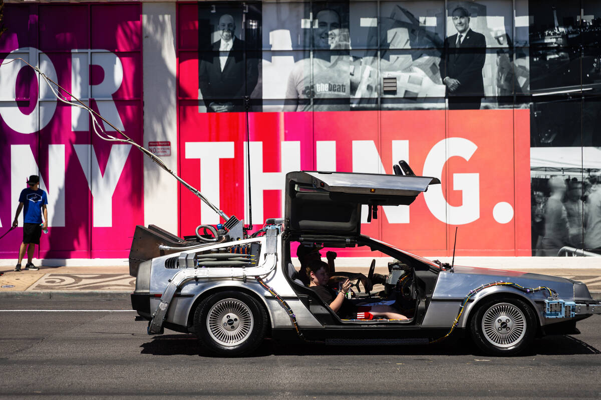 A DeLorean DMC-12 with Las Vegas Car Stars passes by during the annual Helldorado Days Parade o ...