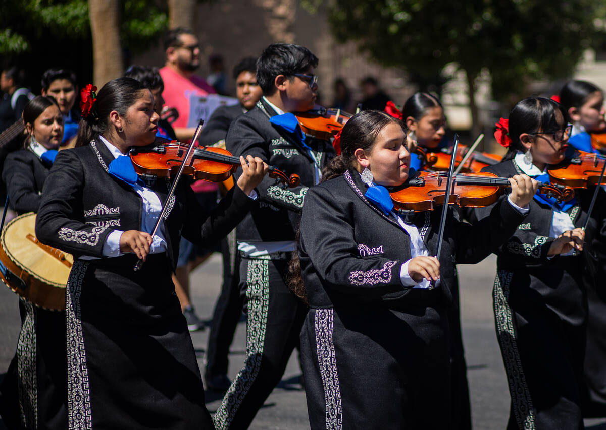 Mariachi performers with Gibson Middle School perform during the annual Helldorado Days Parade ...