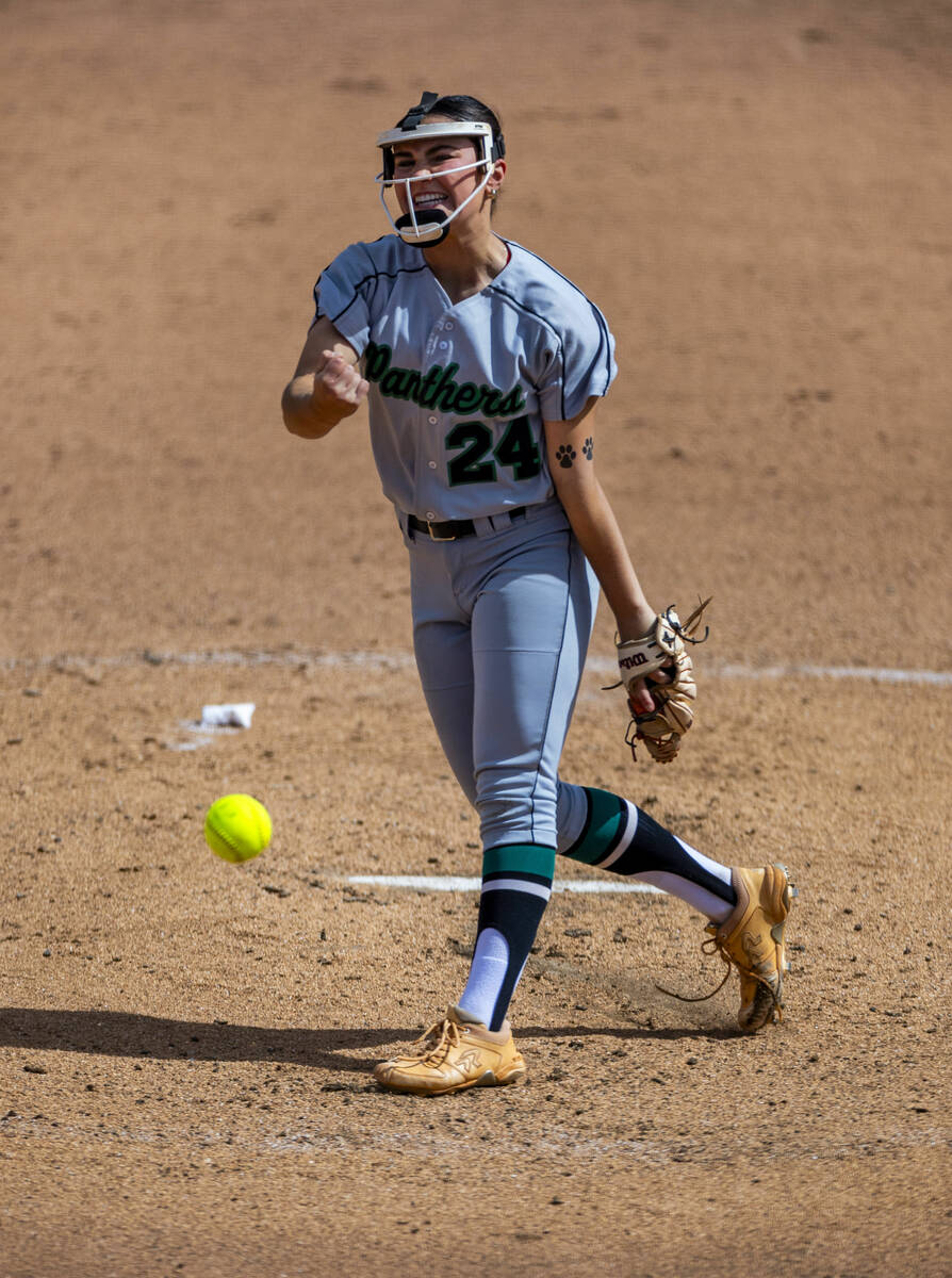 Palo Verde pitcher Ava Koenig (24) sends a pitch towards a Reed batter during day one of the 5A ...
