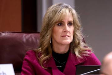 Assembly member Melissa Hardy, R-Henderson, listens to a speaker during a meeting of the Assemb ...