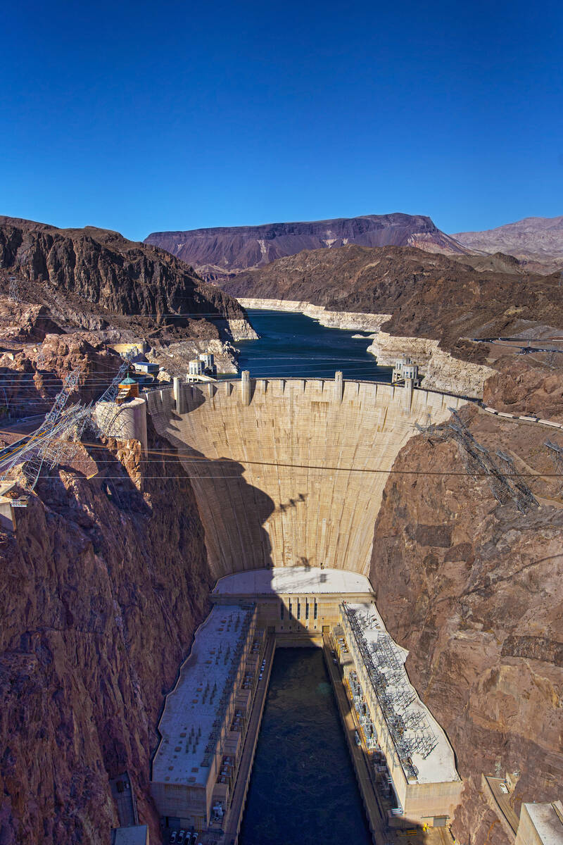 Lake Mead and the Hoover Dam in 2021. Las Vegas Review-Journal