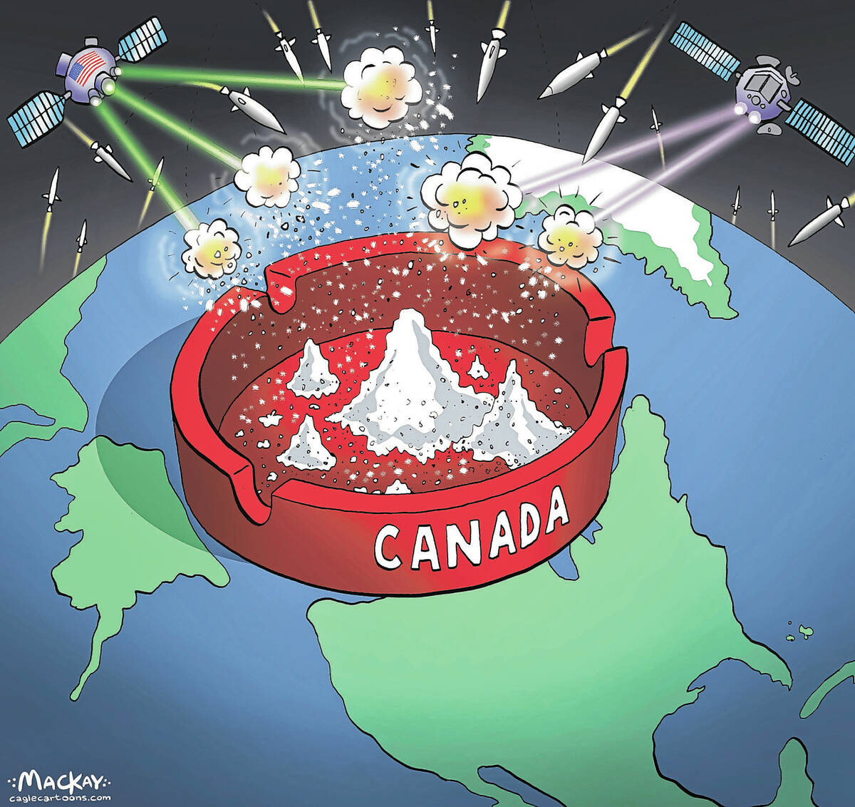 Editorial Cartoon by Graeme MacKay - Wednesday May 21, 2025 Canada is an ashtray in Trump's Go ...