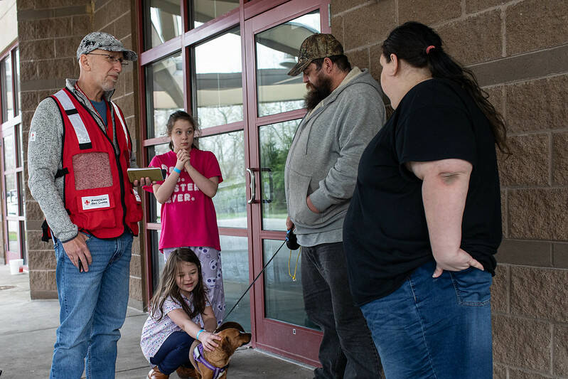The American Red Cross provides aid to people impacted by the storms and tornadoes in Kentucky ...